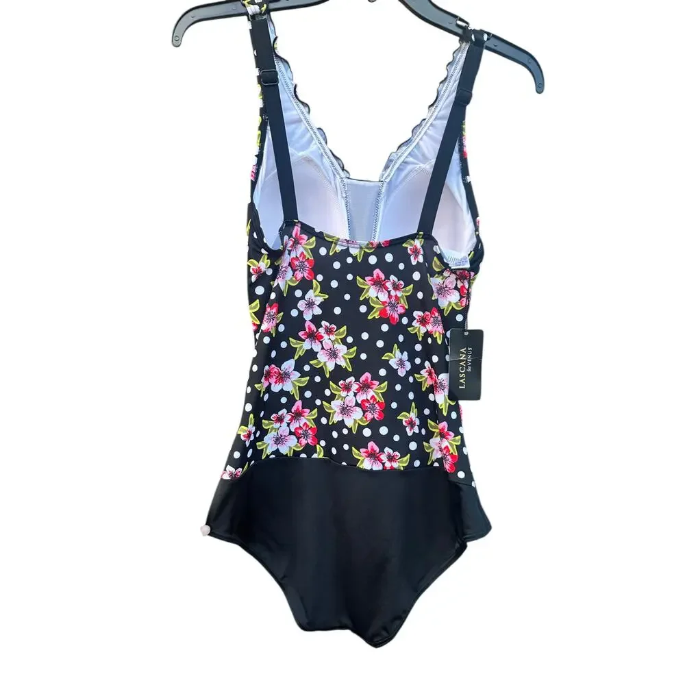 Lascana Venus Black Floral Print Swim Suit – New with Tags – Size 12